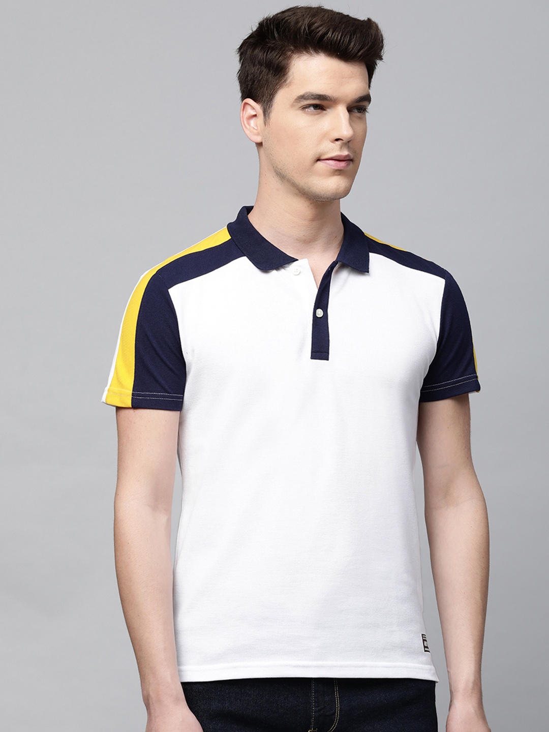 

abof Men White Solid Polo Collar T-shirt
