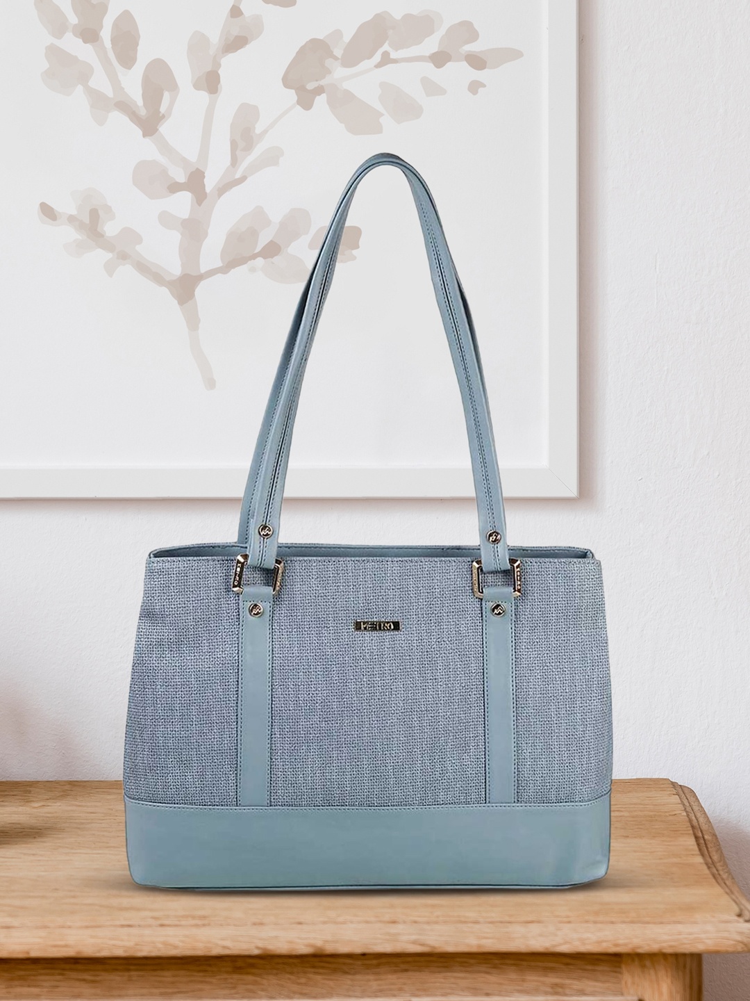 

Metro Blue Textured Structured Shoulder Bag
