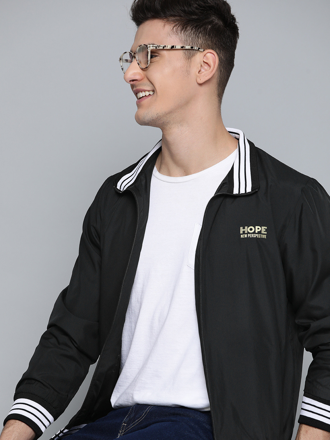 

Mast & Harbour Men Black Solid Bomber Jacket