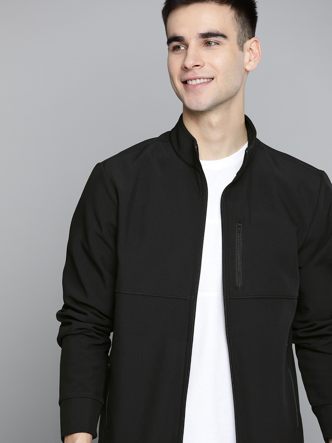 

Mast & Harbour Men Black Solid Tailored Jacket