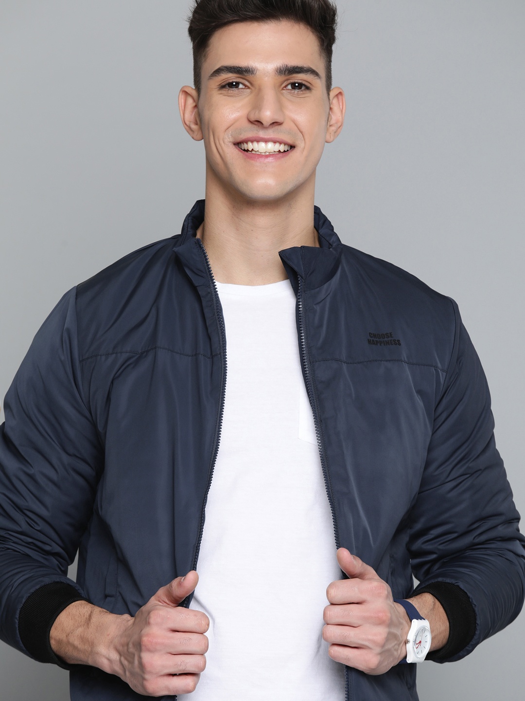 

Mast & Harbour Men Navy Blue Padded Jacket