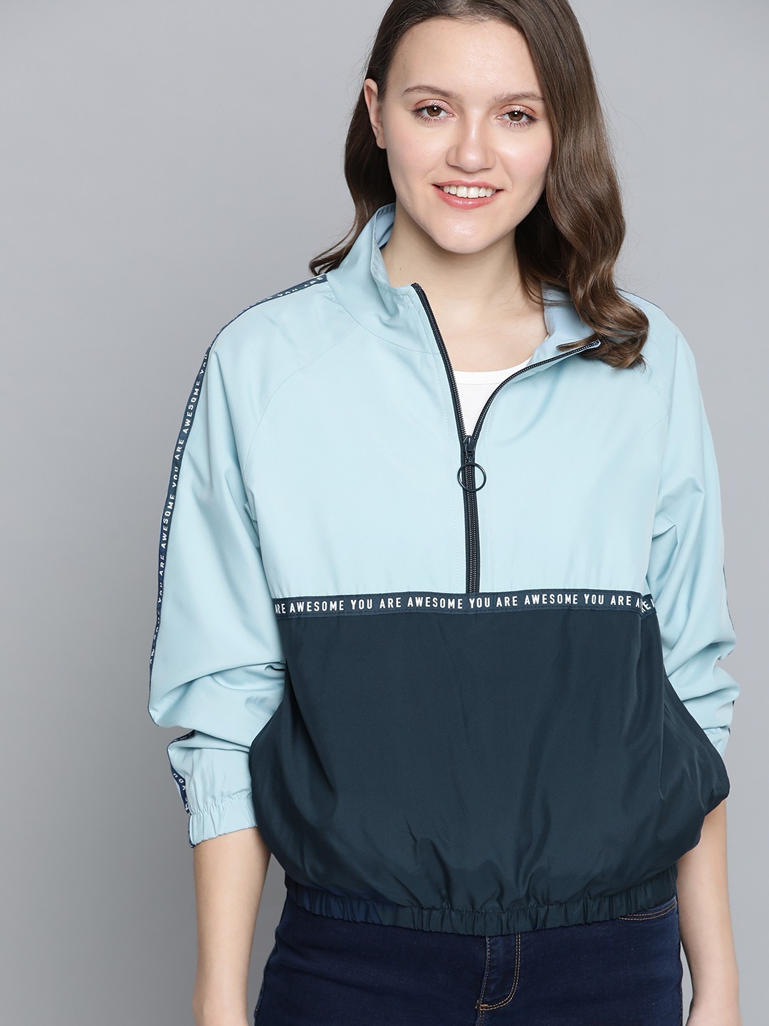 

Mast & Harbour Women Blue Colourblocked Tailored Jacket