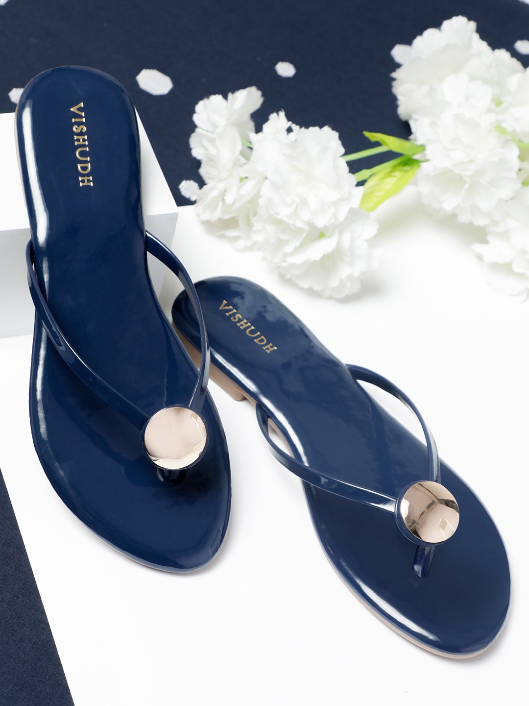 

Vishudh Women Navy Blue Open Toe Flats