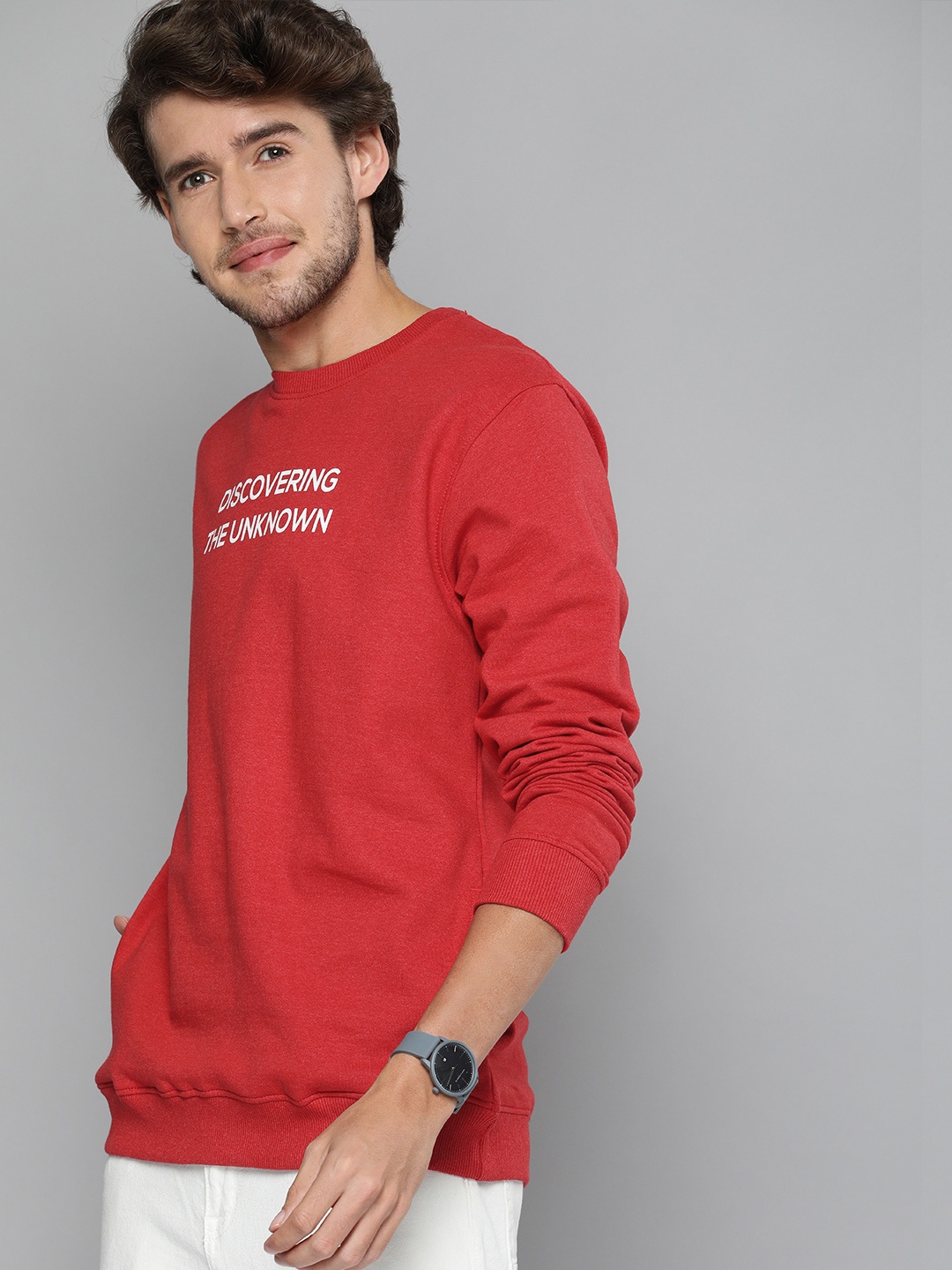 

Mast & Harbour Men Red Printed Sweatshirt