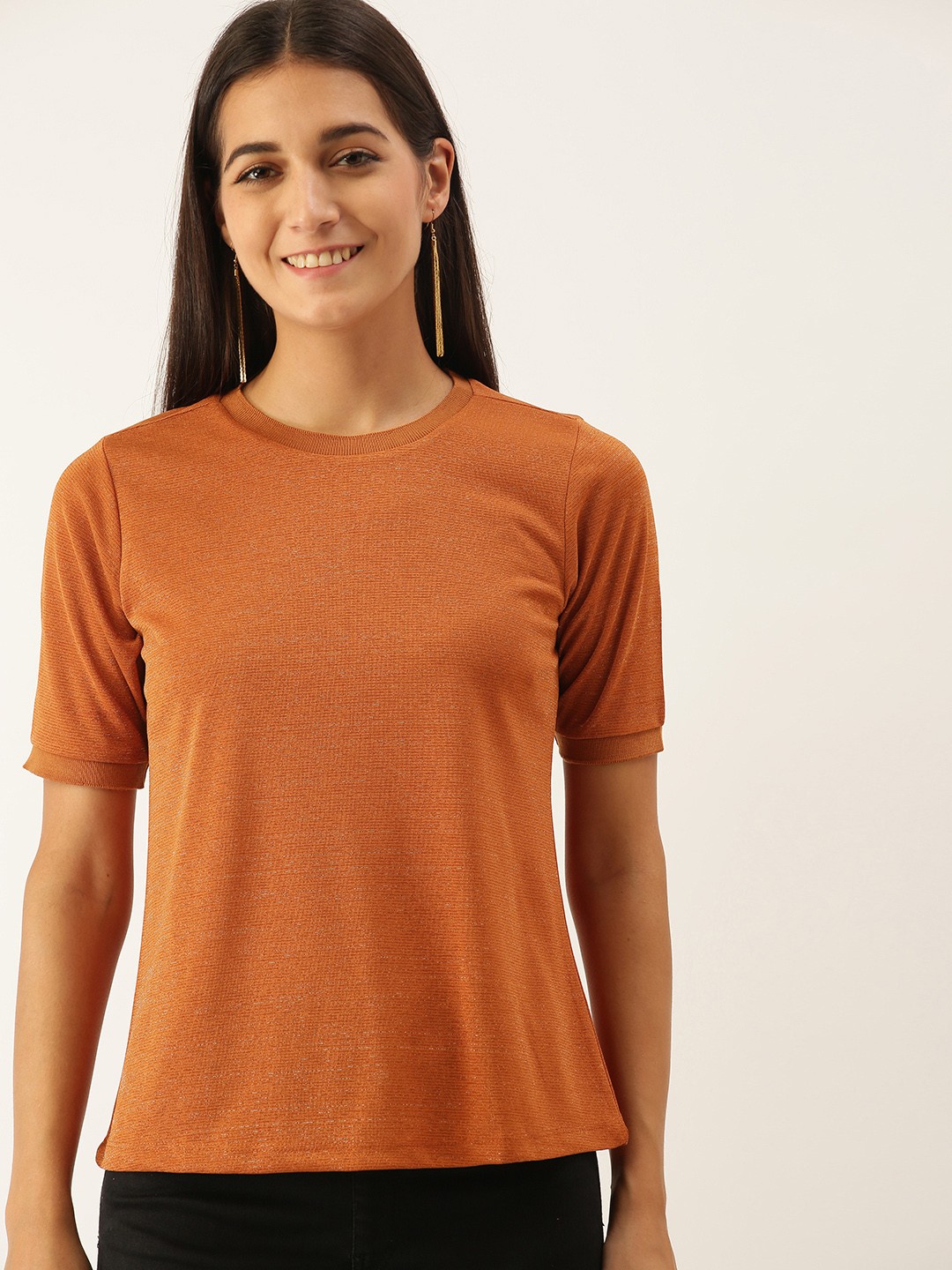 

all about you Women Mustard Regular Top with Lurex