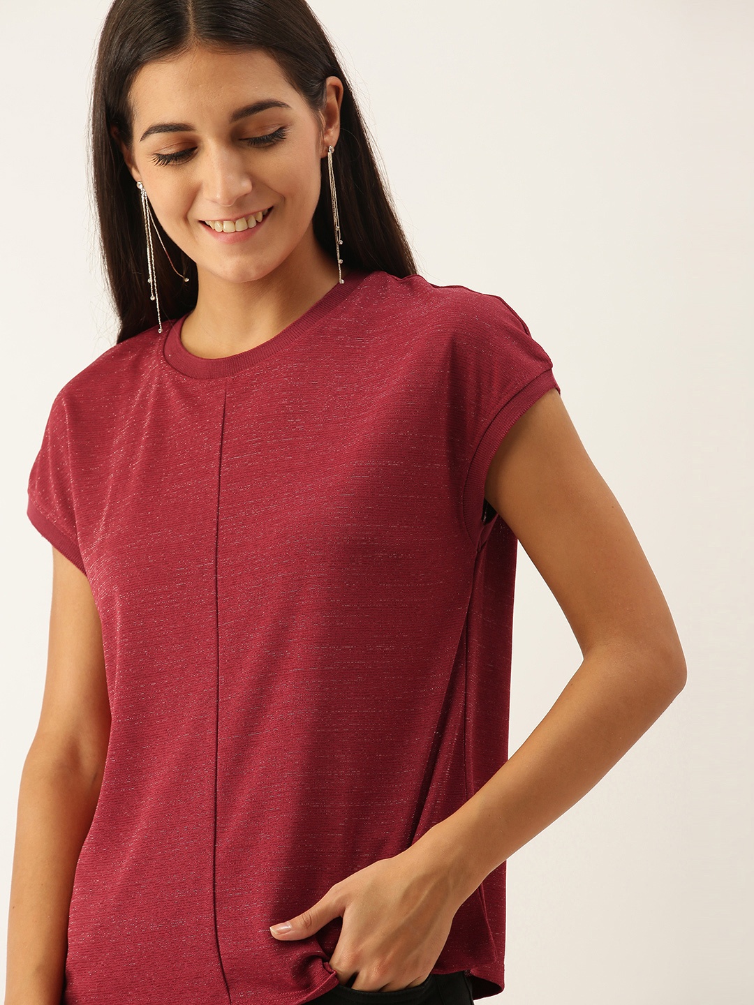 

all about you Women Red Regular Top with Lurex