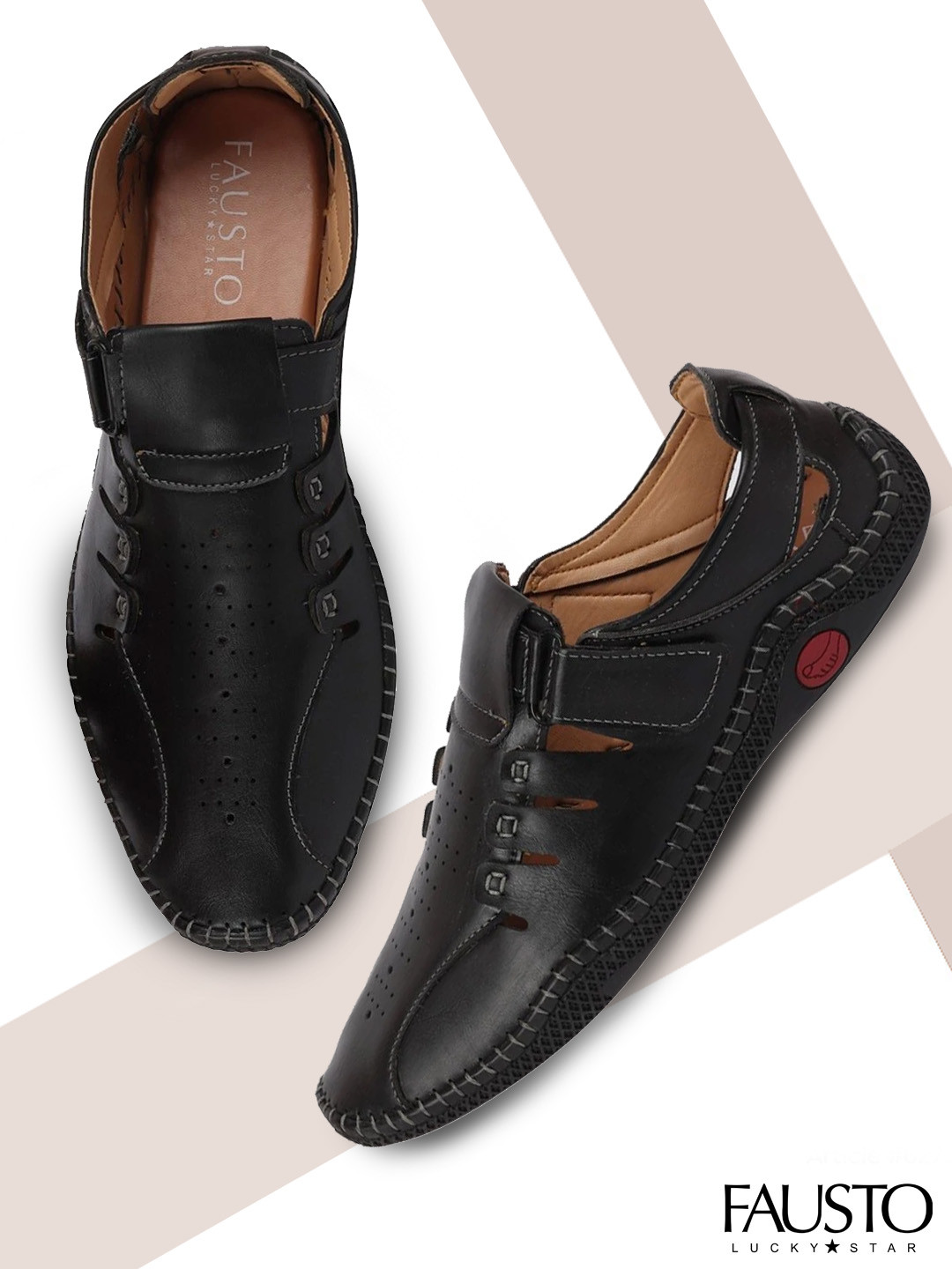 

FAUSTO Men Black Shoe-Style Sandals