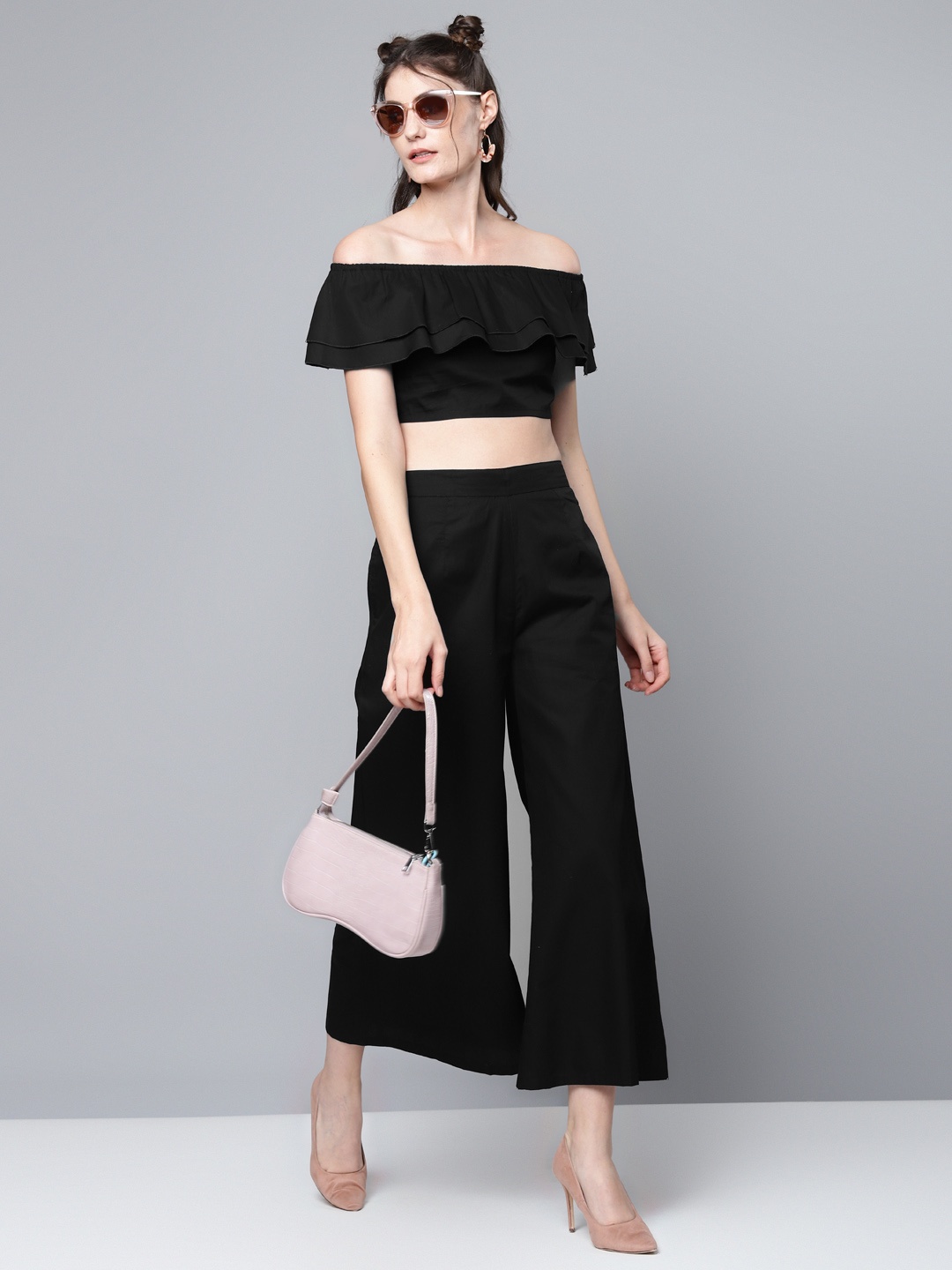 

SASSAFRAS Women Black High-Rise Parallel Trousers