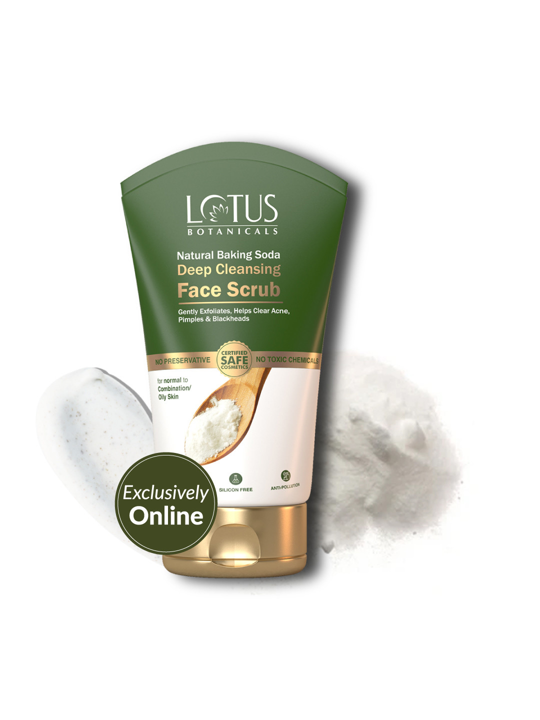 

Lotus Botanicals Unisex Natural Baking Soda Deep Cleansing Face Scrub - 100 g, Green