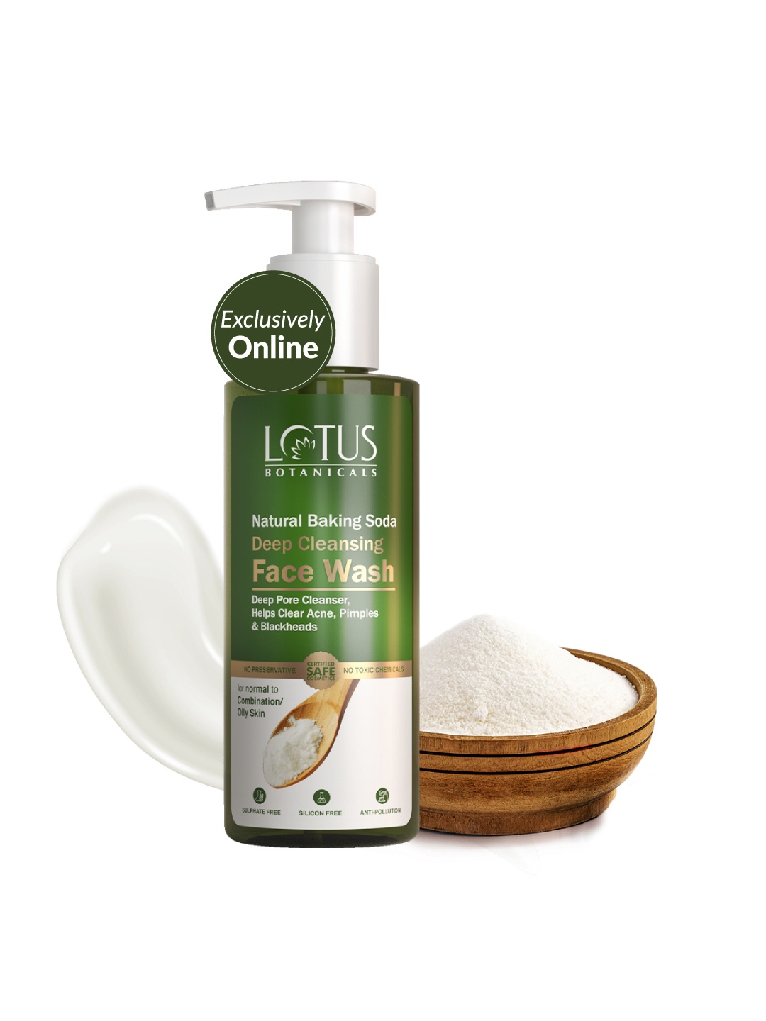

Lotus Botanicals Natural Baking Soda Deep Cleansing Face Wash 180 ml, Green