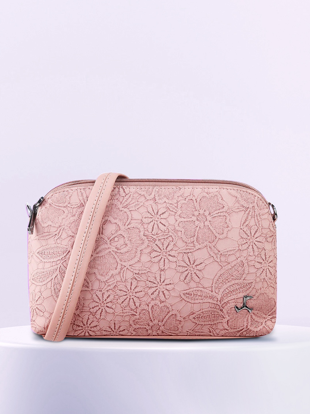 

Mochi Pink Printed PU Structured Sling Bag