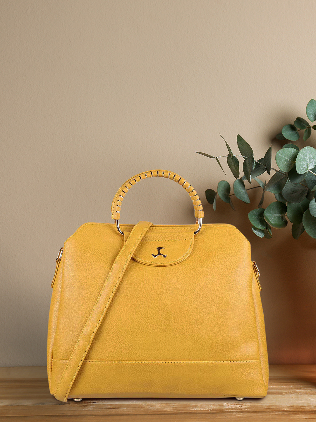 

Mochi Yellow PU Structured Handheld Bag