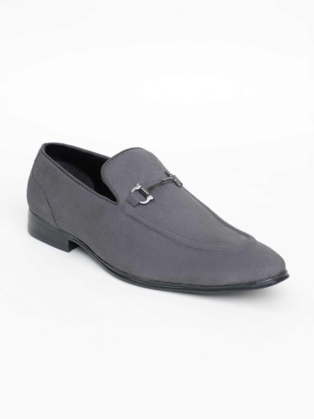 

HIGHLANDER Men Solid Suede Horsebit Loafers, Grey