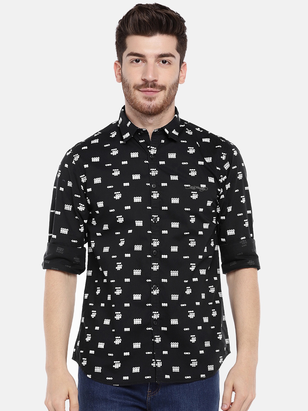 

Ed Hardy Black Printed Casual Shirt