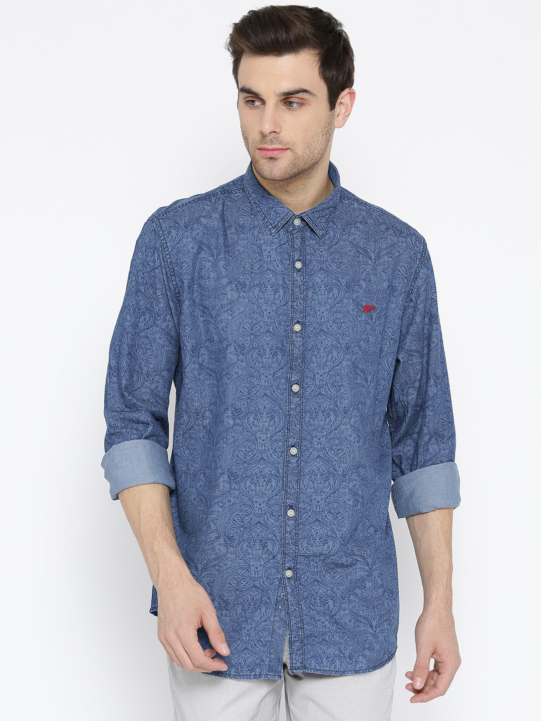 

Ed Hardy Navy Printed Casual Shirt, Navy blue