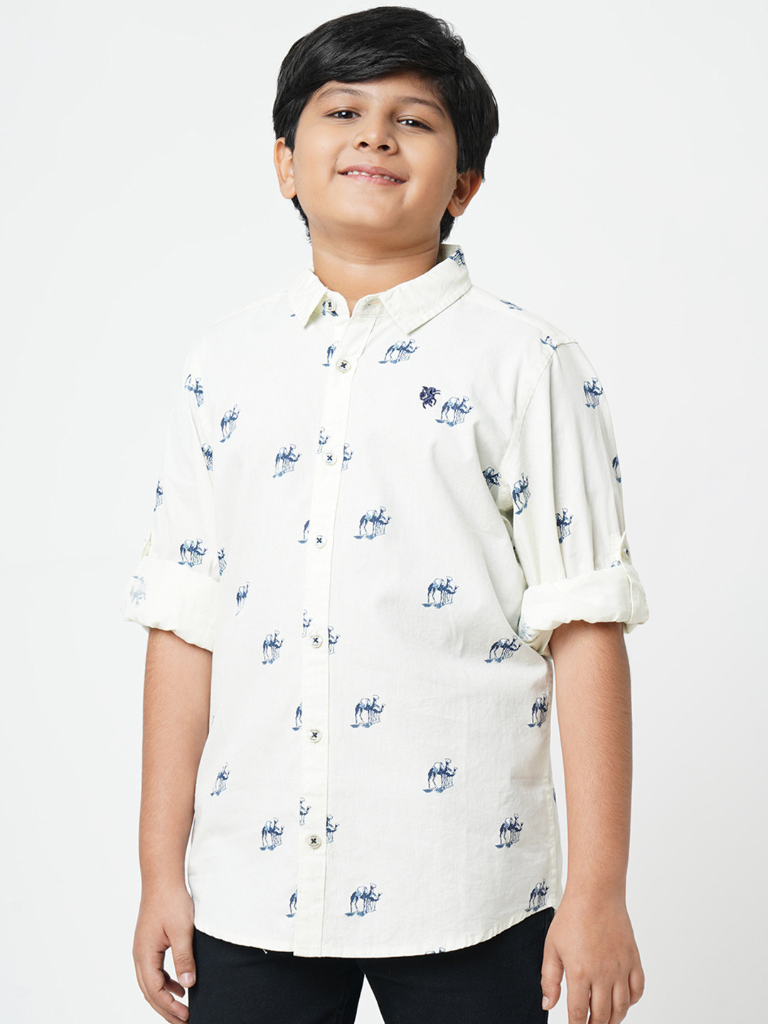 

URBAN SCOTTISH Boys White Printed Casual Shirt