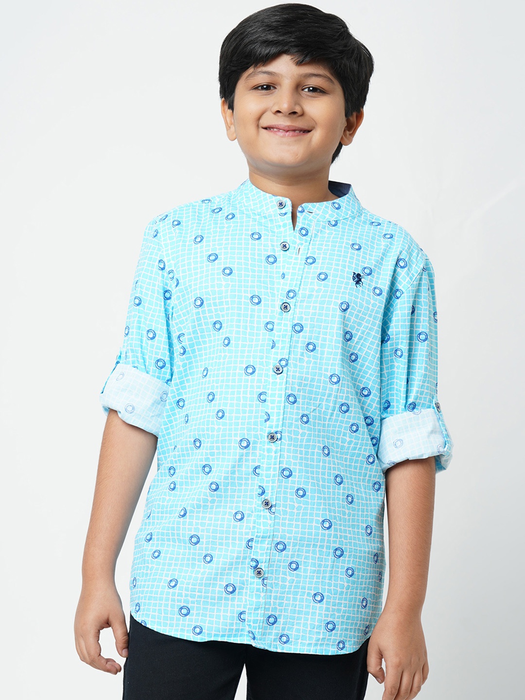 

URBAN SCOTTISH Boys Blue Checked Cotton Casual Shirt