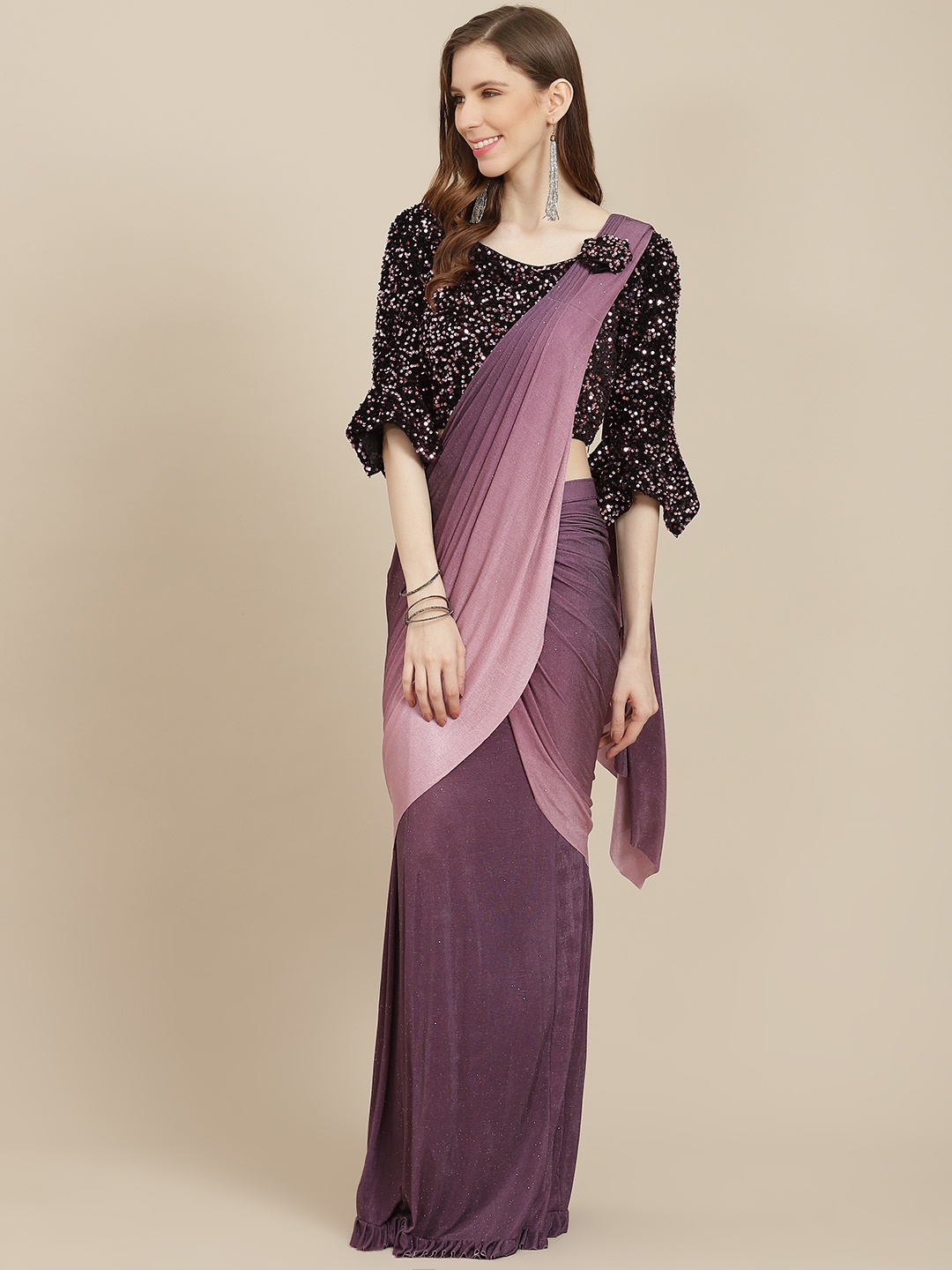 

Grancy Purple Dyed Ready to Wear Saree
