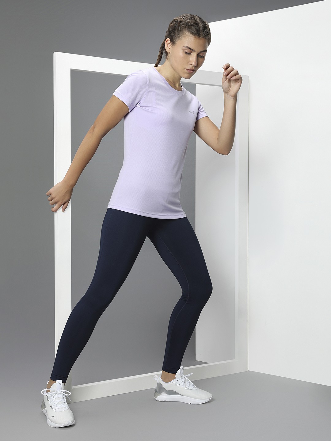 

Puma Women Purple Solid Training or Gym T-shirt