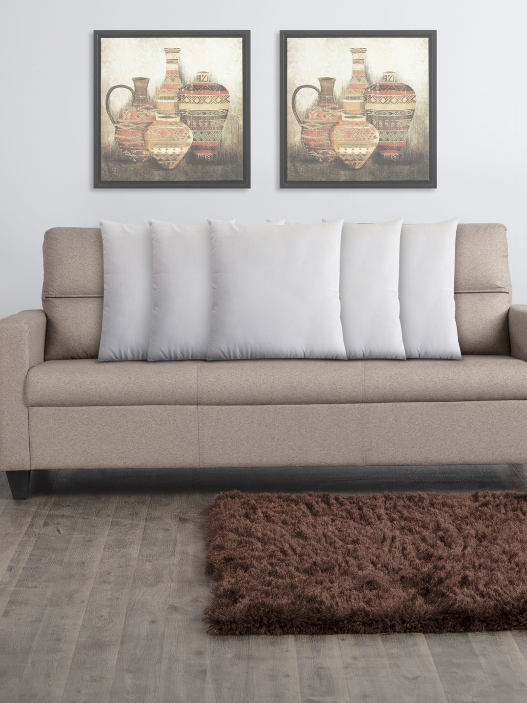

Home Centre Set Of 5 White Solid Square Cushion Inserts
