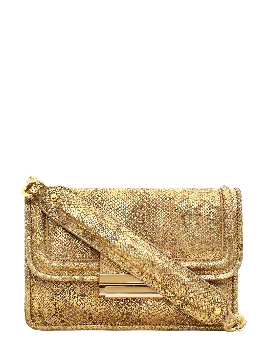 

Eske Gold Animal Textured Leather Structured Sling Bag