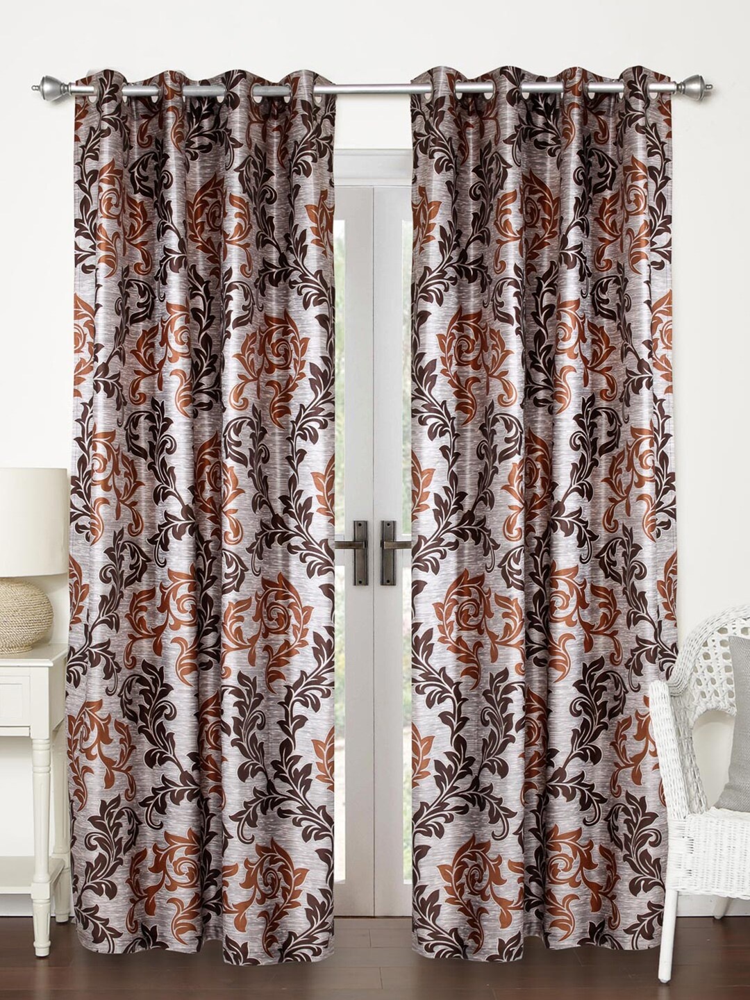 

Home Sizzler Set of 2 Grey & Brown Floral Door Curtain