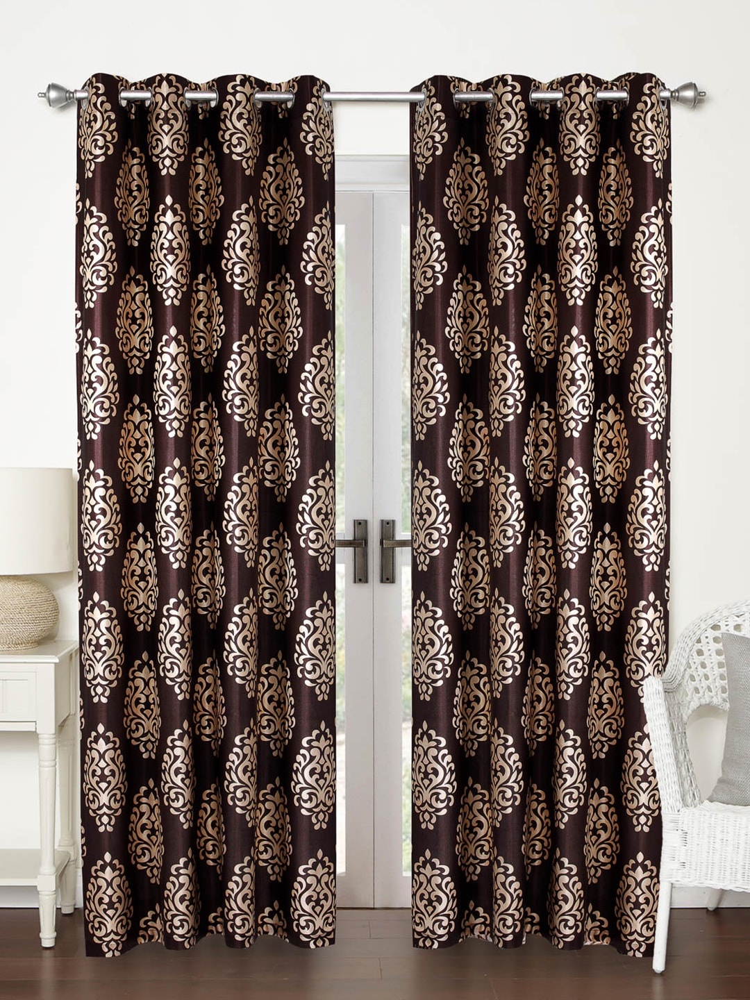 

Home Sizzler Brown & Cream-Coloured Set of 2 Ethnic Motifs Door Curtain