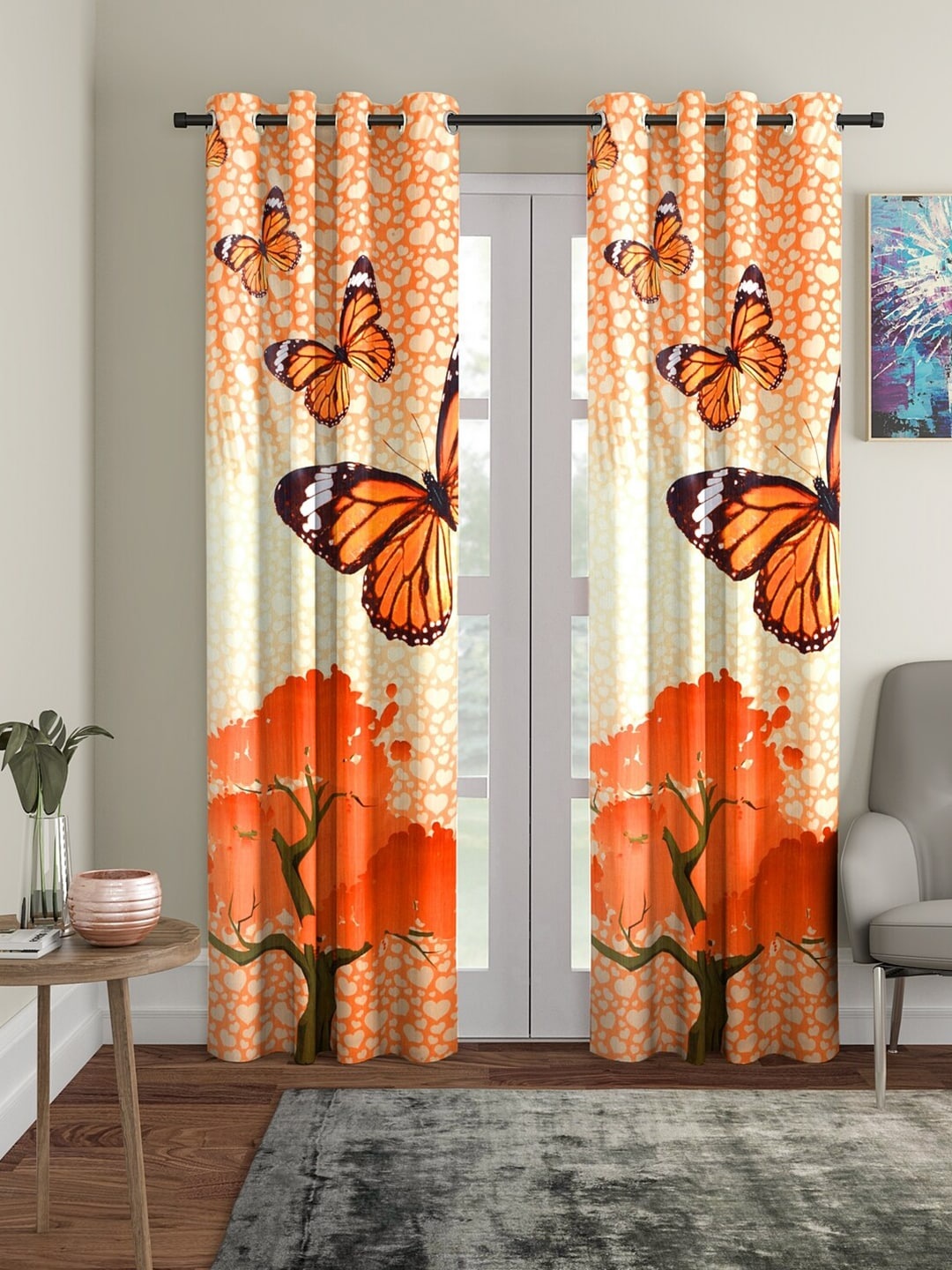 

Home Sizzler Orange & Brown Set of 2 Quirky Door Curtain