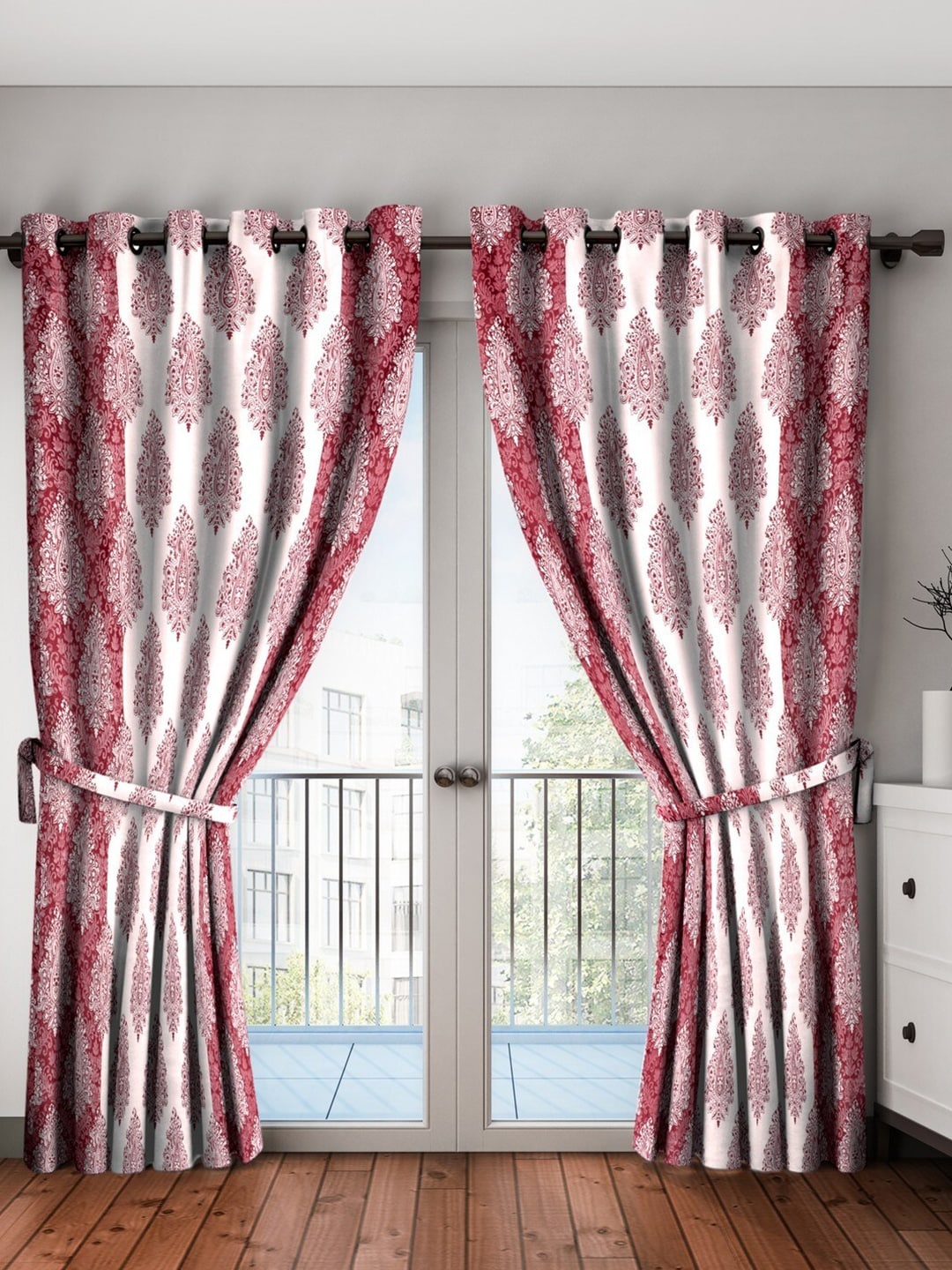 

Home Sizzler Maroon & White Set of 2 Ethnic Motifs Long Door Curtain
