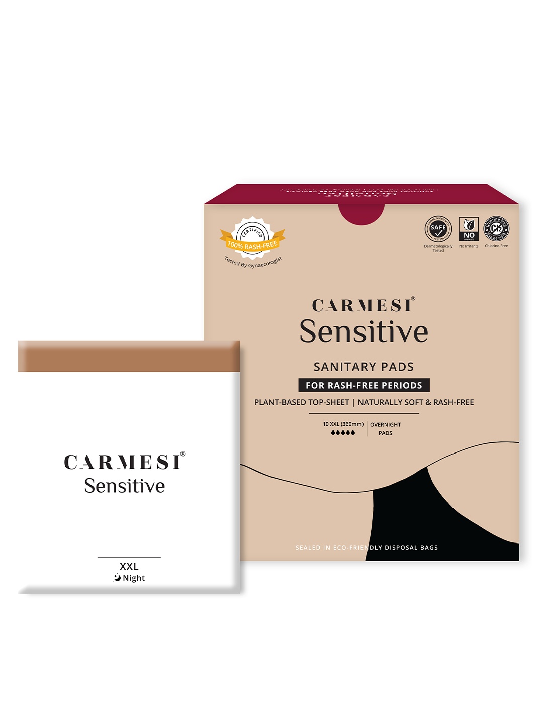 

CARMESI Sensitive 10 XXL Sanitary Pads, White