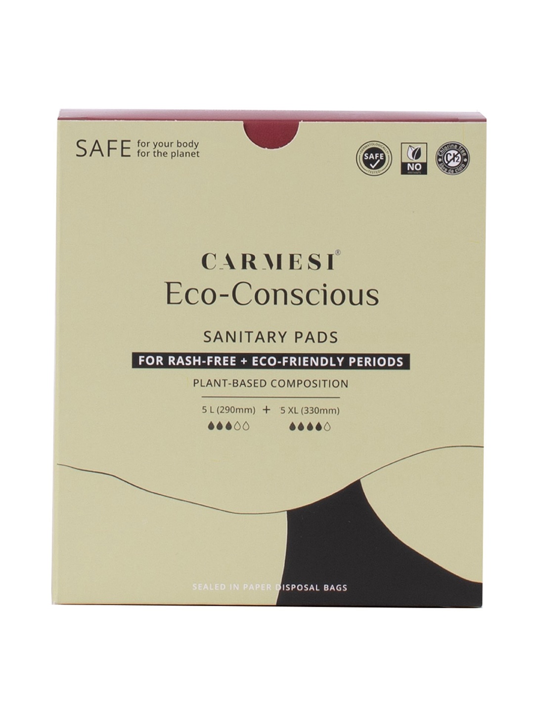 

CARMESI Eco-Conscious - 10 Pads - 5 Large + 5 XL, White