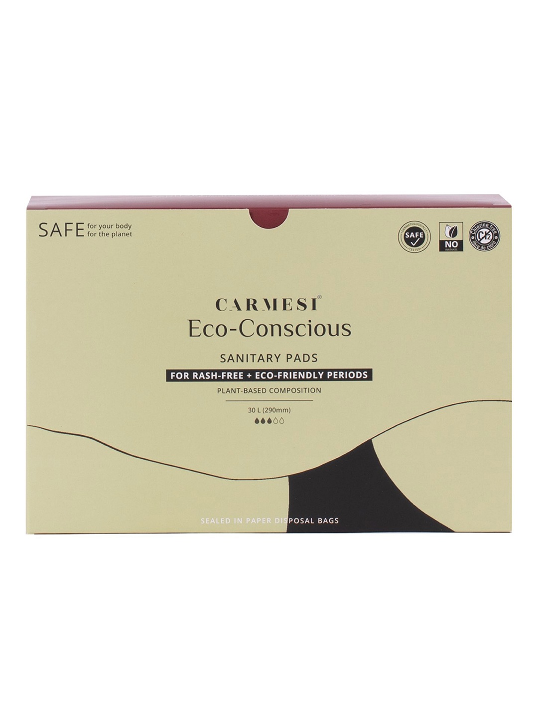 

CARMESI Eco-Conscious Large Sanitary pads, White