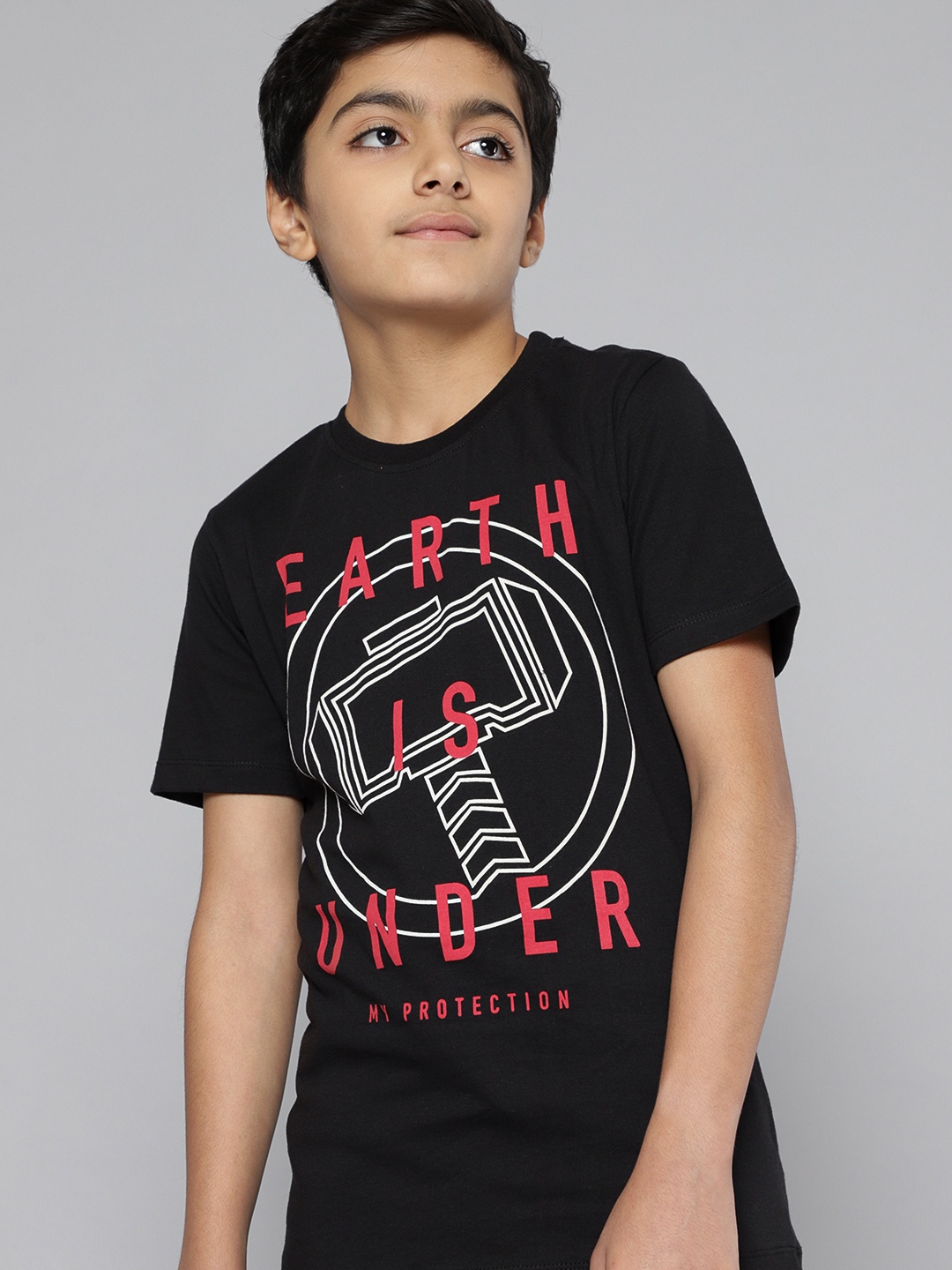 

Kook N Keech Marvel Teens Boys Thor Black Printed Pure Cotton T-shirt