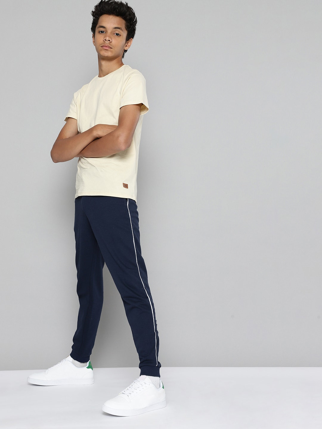 

Kook N Keech Teens Boys Navy Blue Solid Pure Cotton Regular Fit Joggers
