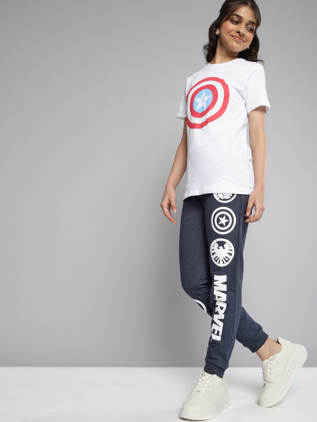

Kook N Keech Marvel Teens Girls Blue Avengers Straight Fit Pure Cotton Joggers