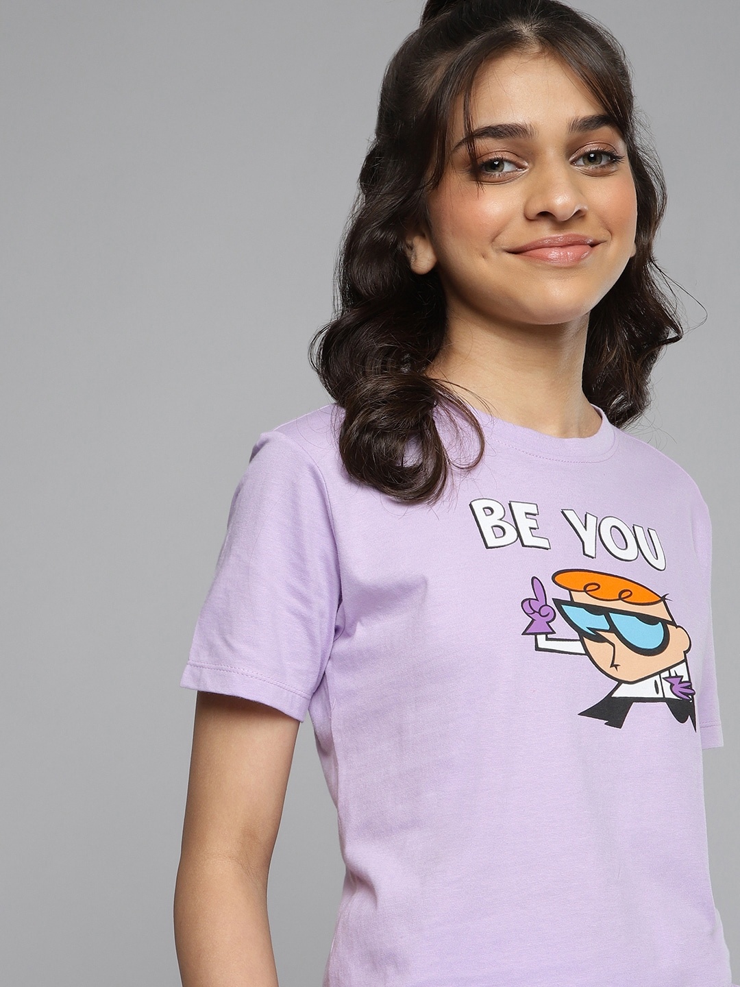 

Dexter by Kook N Keech Teens Girls Lavender Typography Printed Pure Cotton T-shirt