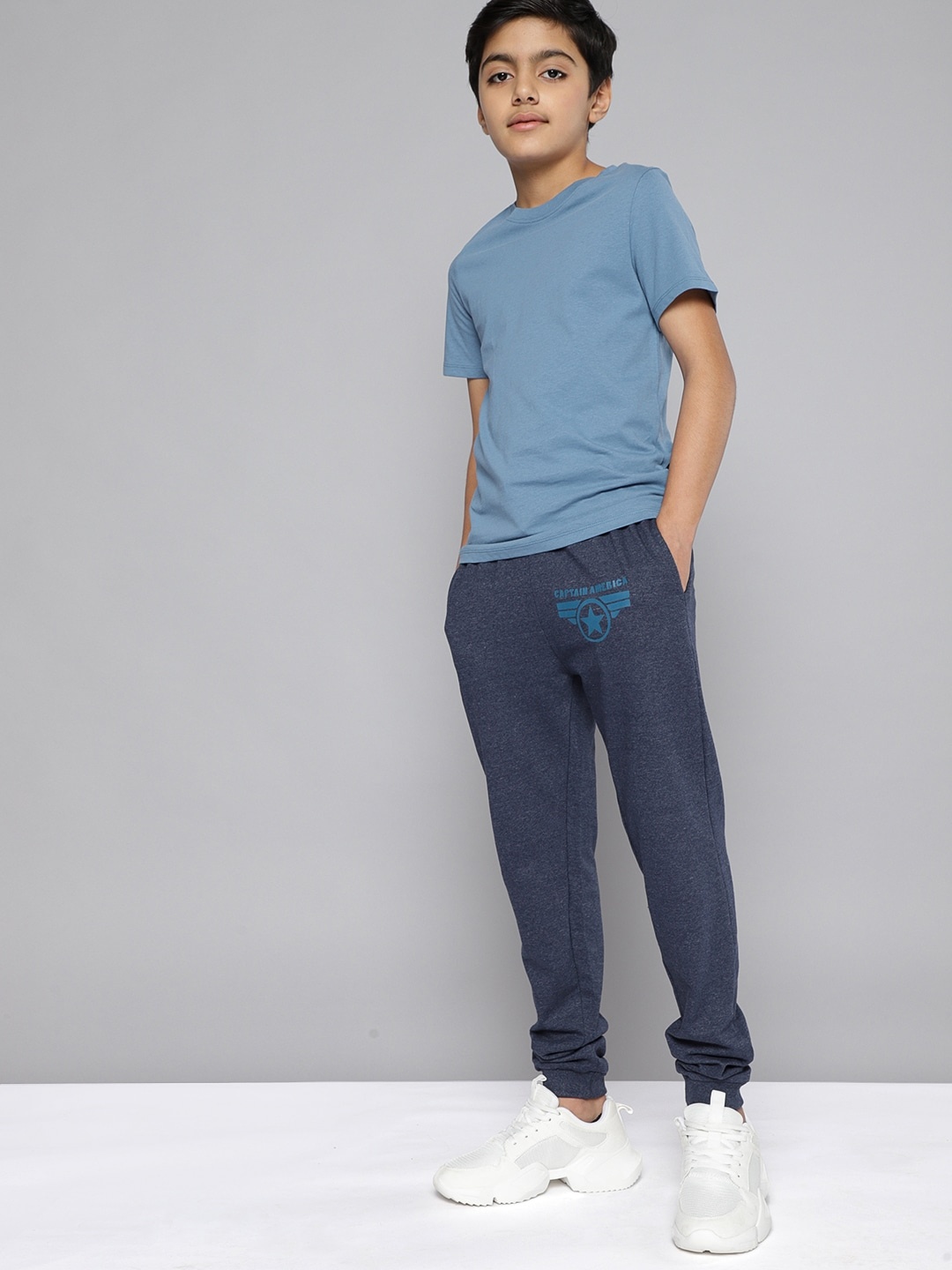 

Kook N Keech Marvel Teens Boys Blue Solid Pure Cotton Joggers