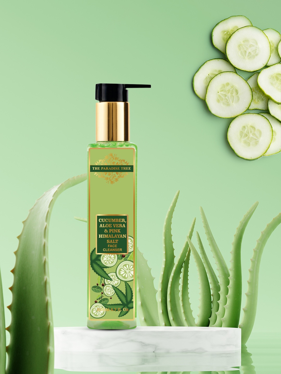 

The Paradise Tree's Herbal Cucumber Aloe Vera & Pink Himalayan Salt Face cleanser-200ml, Green