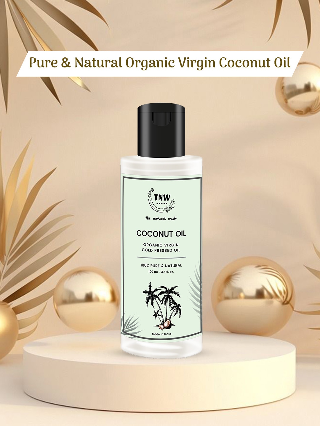 

TNW the natural wash 100% Pure & Natural Organic Virgin Cold Pressed Coconut Oil - 100ml, White