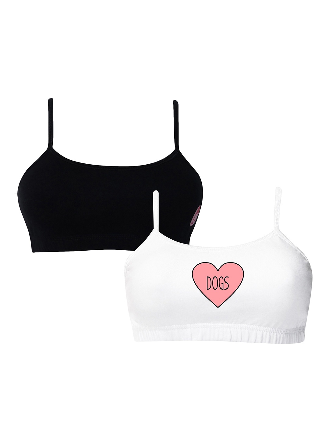 

DChica Pack Of 2 Graphic Beginners Bra Full Coverage, White