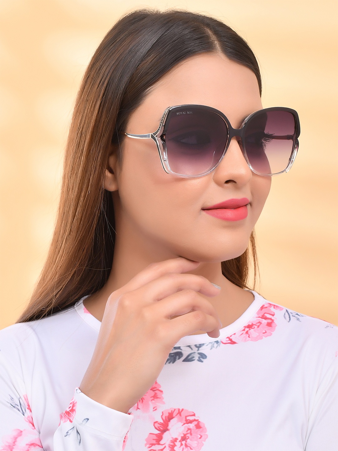 ROYAL SON Women Brown Lens & Red Oversized Sunglasses with UV Protected Lens