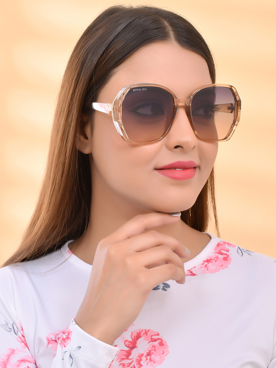 

ROYAL SON Women Grey Lens & Brown Oversized Sunglasses CHIWM00114-C3-Grey
