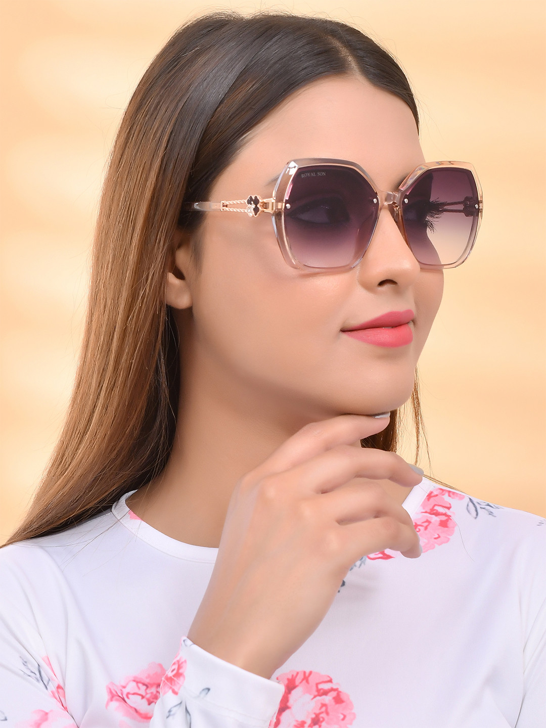 

ROYAL SON Women Grey Lens & Brown Butterfly Sunglasses CHIWM00115-C4