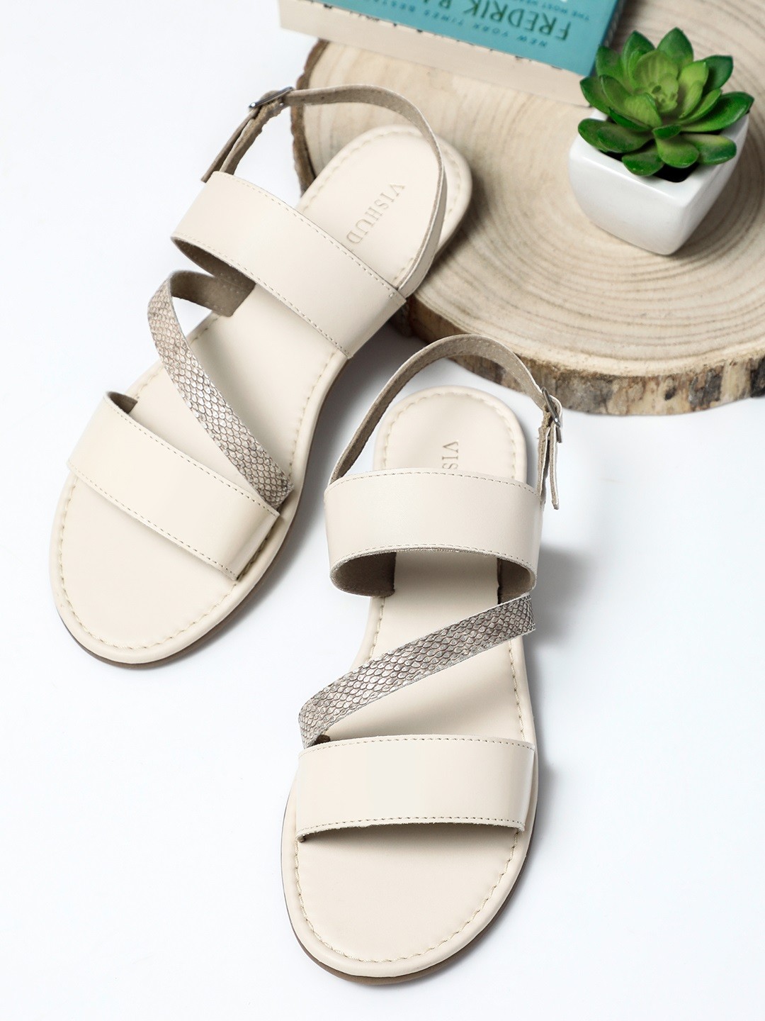 

Vishudh Women Cream Open Toe Flats