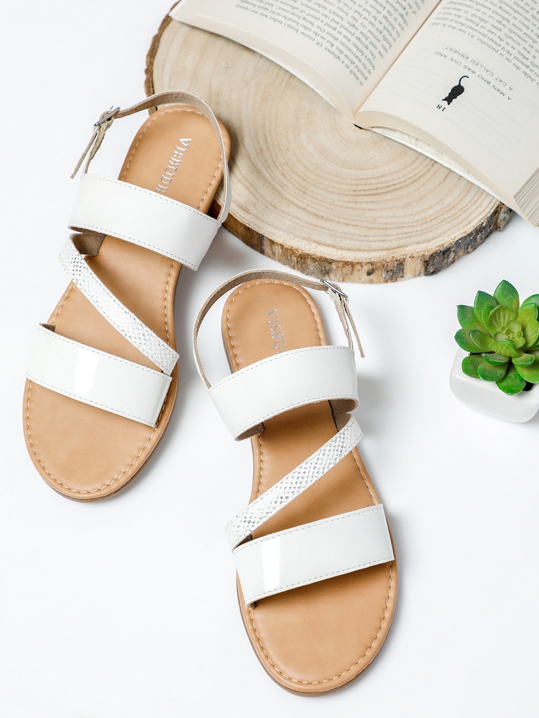 

Vishudh Women White Open Toe Flats