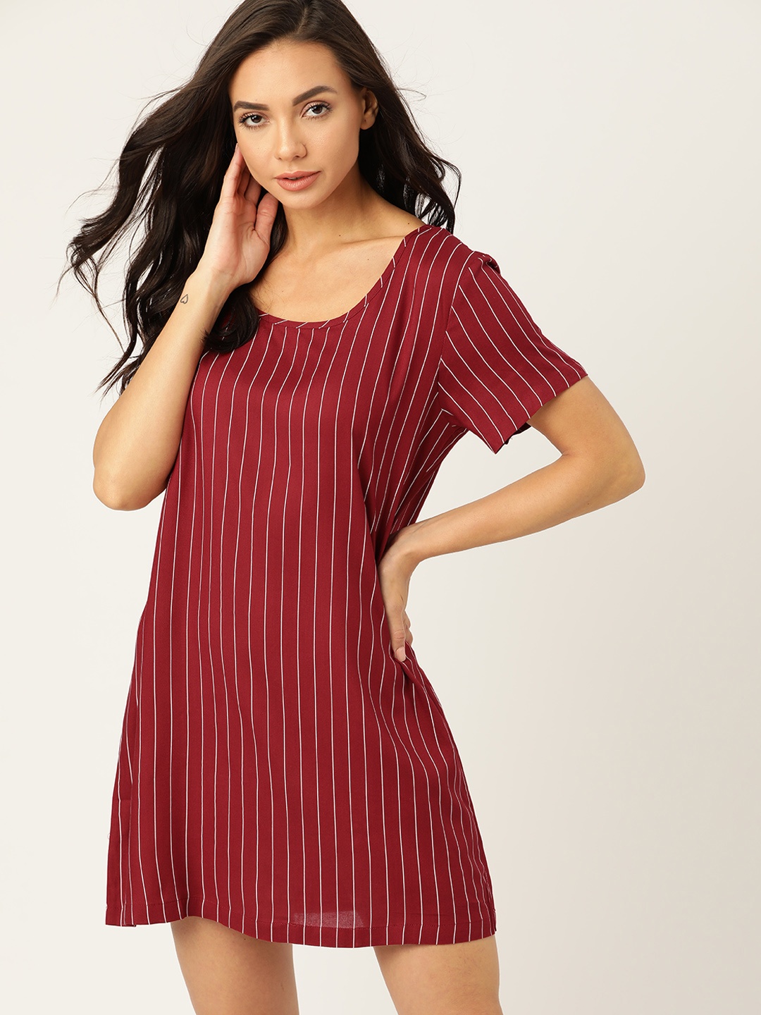 

ETC Maroon & White Striped Nightdress