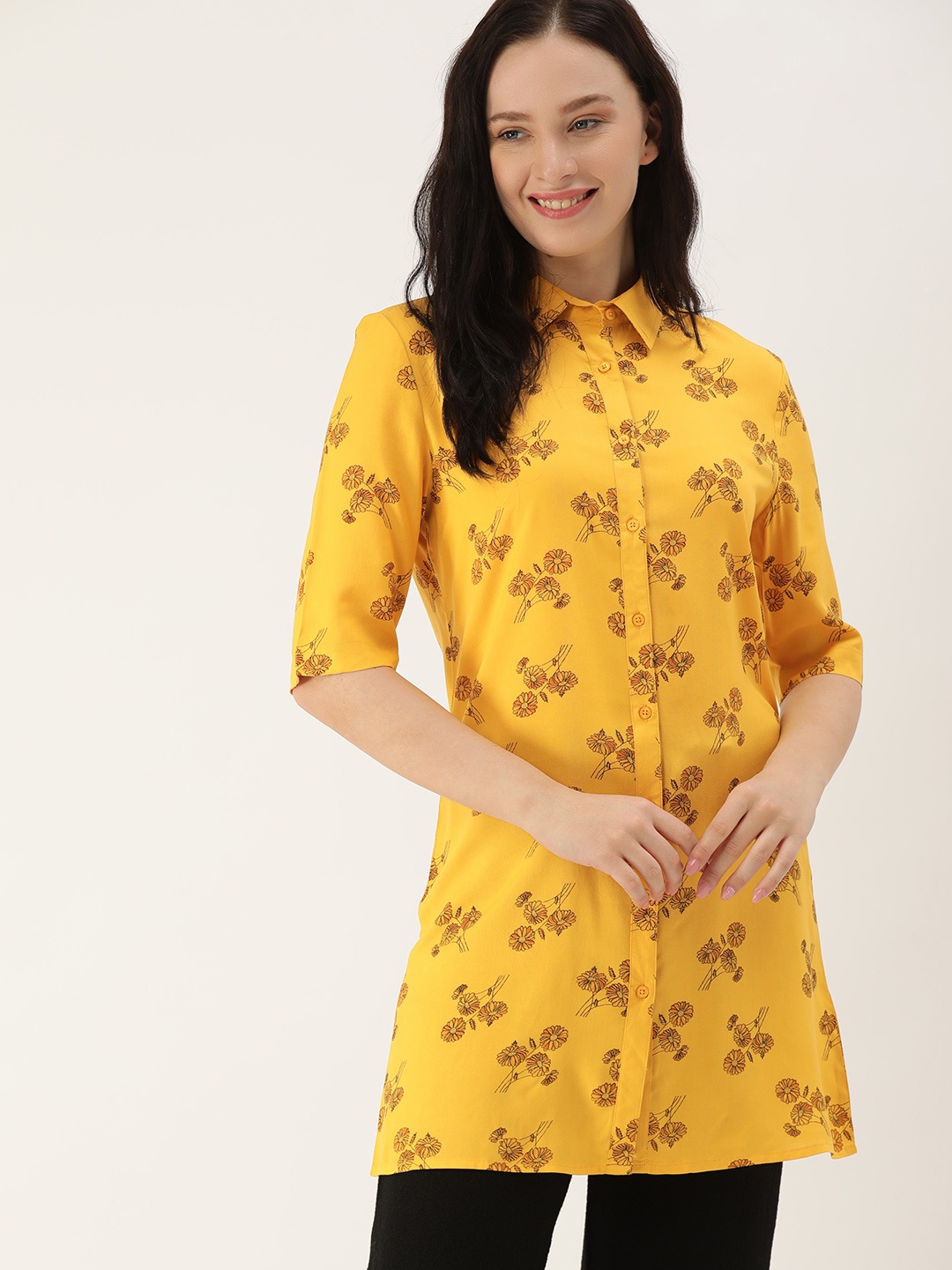 

ETC Women Yellow Printed Sleep Shirt