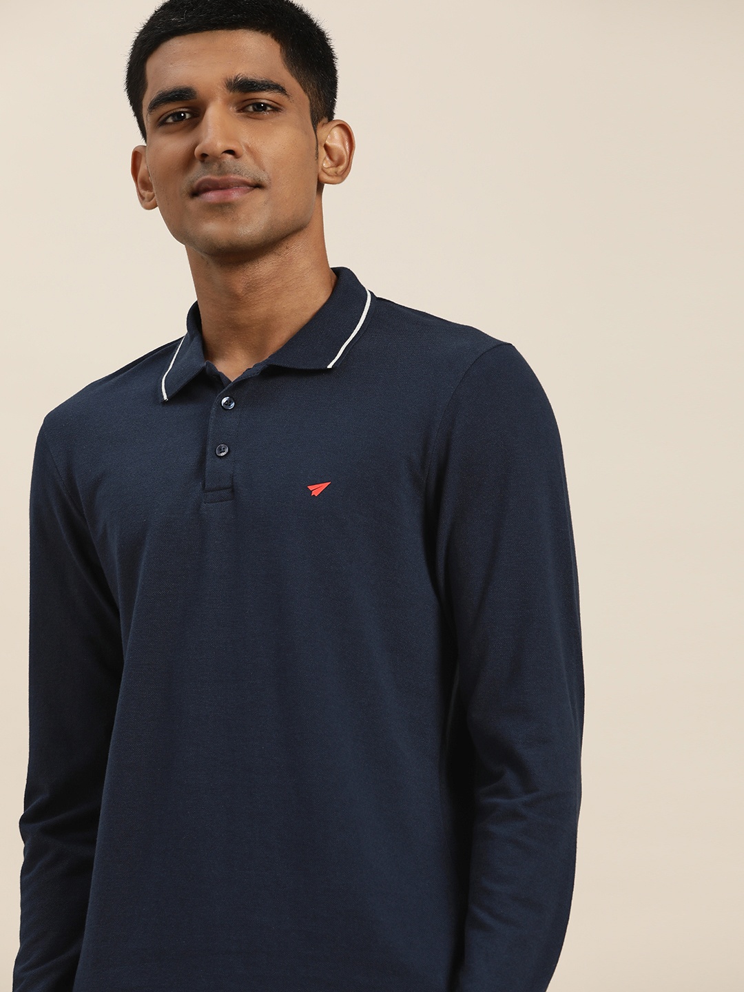 

INVICTUS Men Navy Blue Solid Polo Collar T-shirt