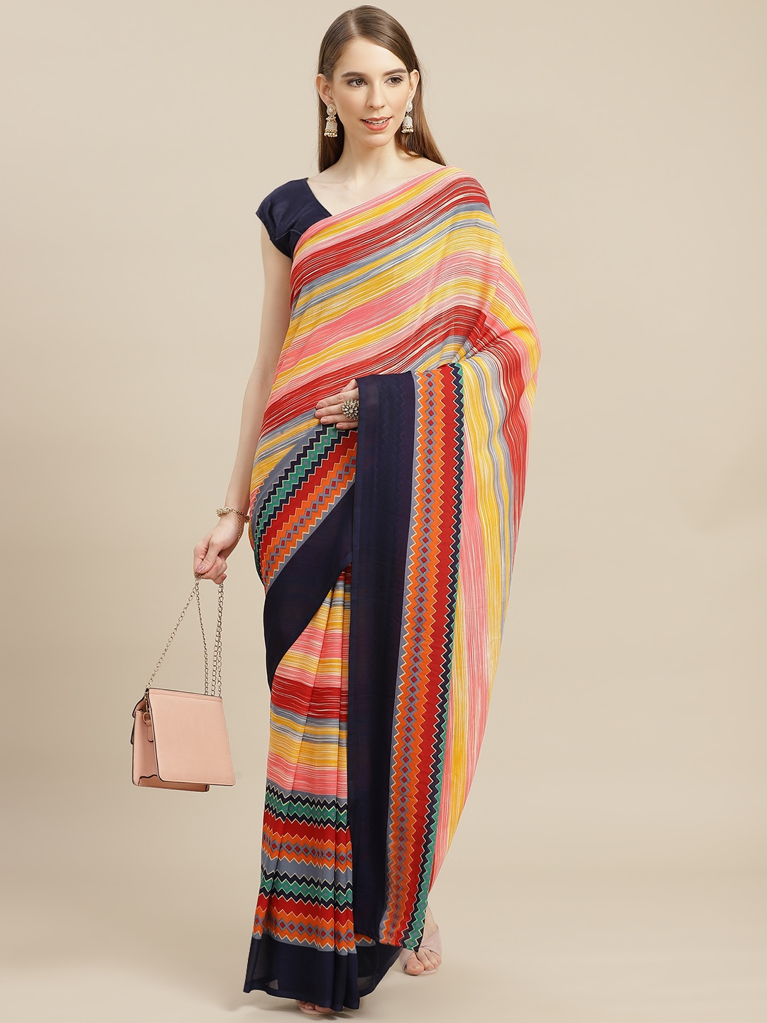 

Anouk Multi Striped Pure Georgette Saree
