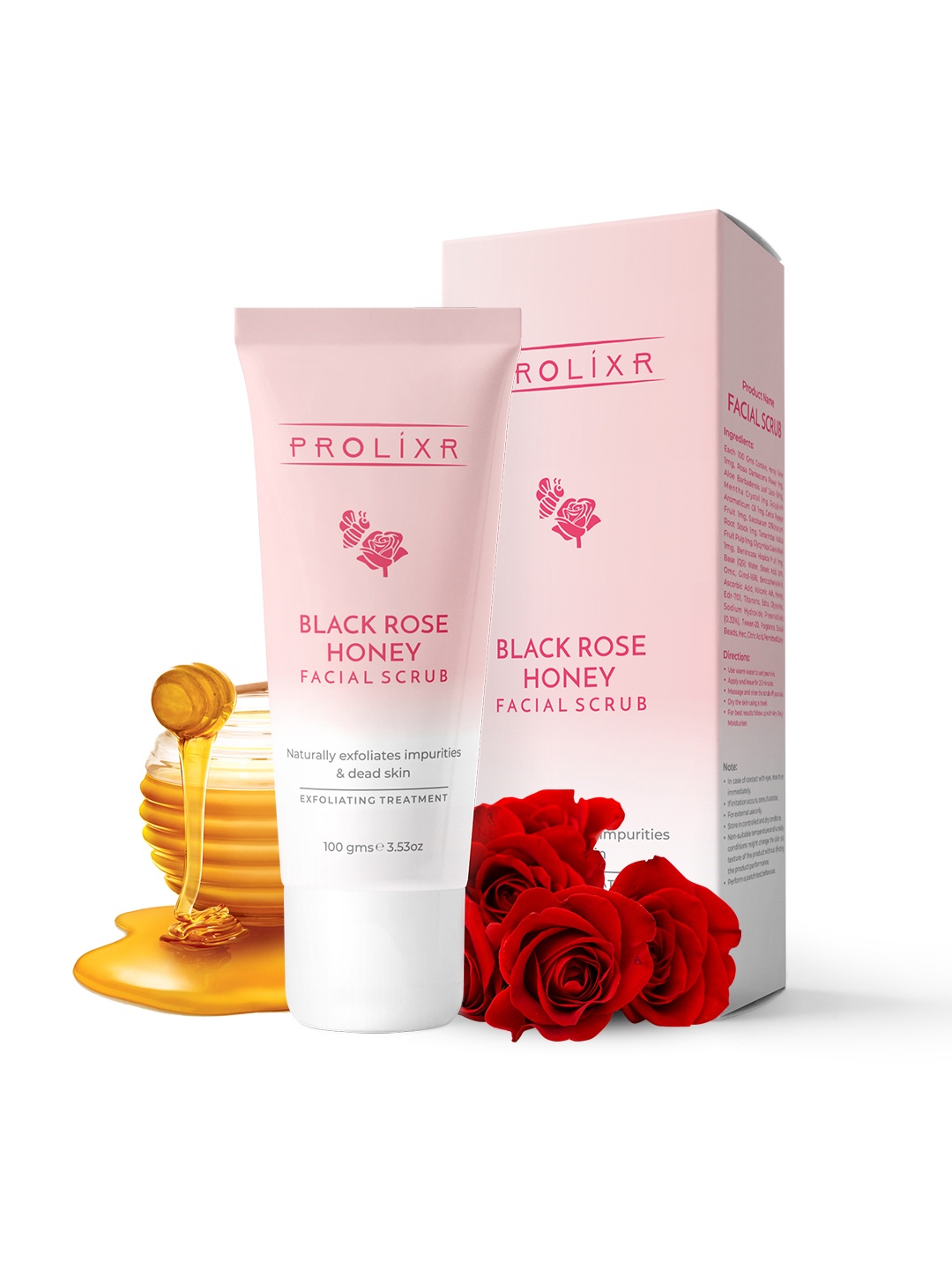 

PROLIXR Black Rose Honey Facial Scrub For Deep Exfoliation - 100 g, Pink